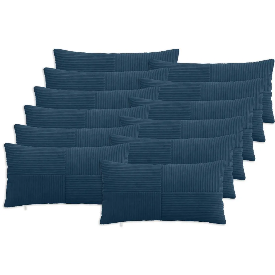 vidaXL Kussensloop 12 st ALMELO Marineblauw 40 x 80 cm corduroy, foto 3