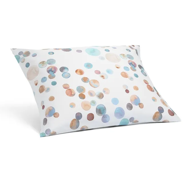 Yumeko kussensloop katoensatijn watercolor dots multicolor 50x70 - Biologisch & ecologisch - 1 stuk