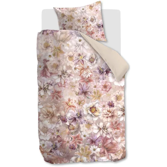 Kardol Vario Florum dekbedovertrek - Eenpersoons - 140 x 200/220 cm - Terra