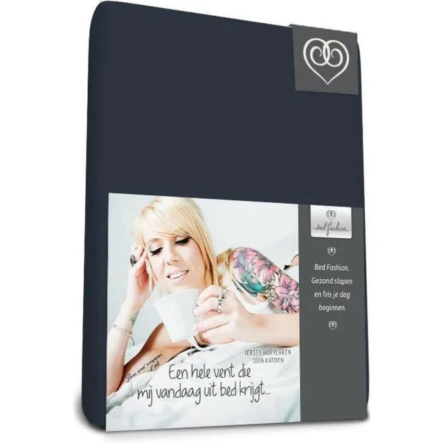 Bed-Fashion jersey hoeslaken Zwart - 200 x 220 cm - Zwart
