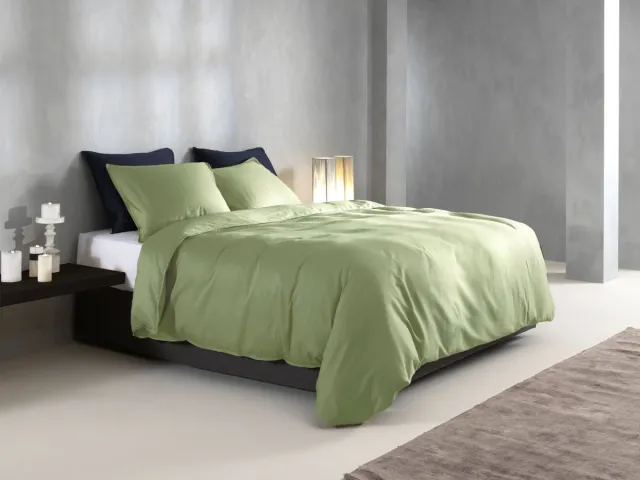 Zohome Dekbedovertrek Satinado - Deken - Dekbed - Groen - 100% Katoen-Satijn - Uni - 2 slopen 60/70 cm Sage Green