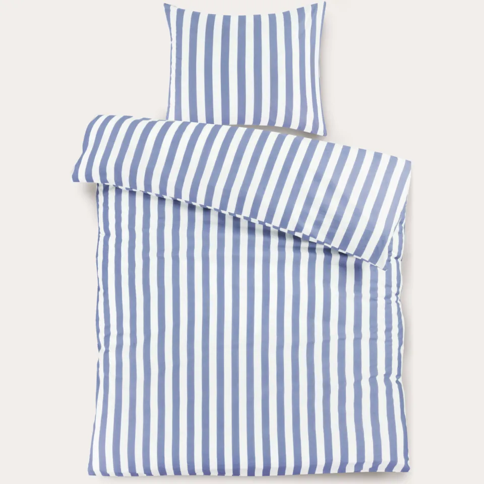 NOUS Kids katoenen gestreepte kinderdekbedovertrek 120x150 cm - blauw, foto 4