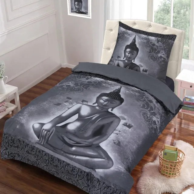 Cotton Club CottonClub Dekbedovertrek Buddha - 240 x 220 cm - Zwart/Grijs