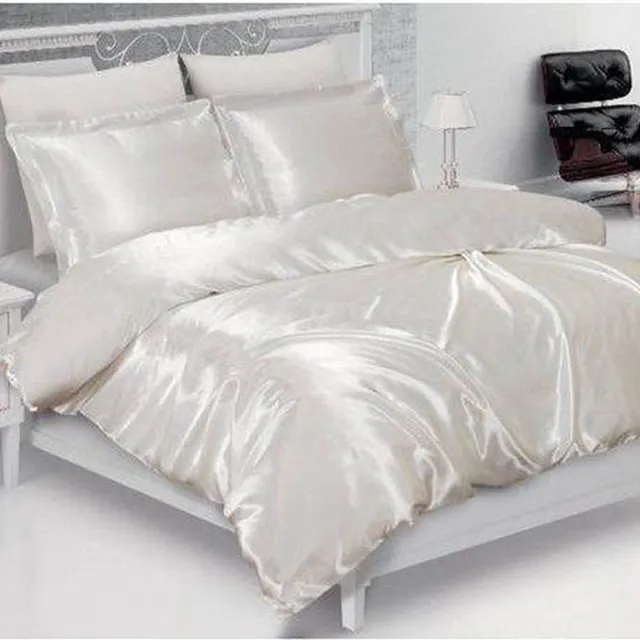 Zavelo Glanzend Satijnen Dekbedovertrek Beauty Silk Crème-Lits-jumeaux (240 x 200/220 cm) Wit