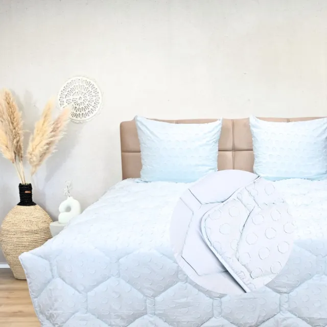 Happybed Dekbed zonder overtrek 160x200 - Tufted - Wasbaar dekbed - Dekbed zonder hoes - Hoesloos Dekbed - Ice Blue
