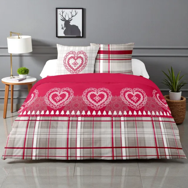 bedlin Dekbedovertrek Flanel - Winter - Extra Breed - Winter Romance Rood