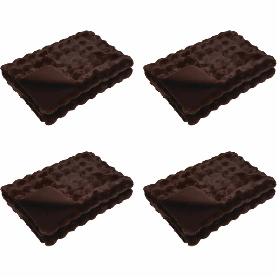 vidaXL Antislip deken van imitatie konijnenbont OLITE 4 st Kameel Tan