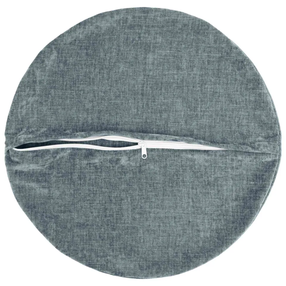 vidaXL Kussensloop 2 st HEERLEN Lichtblauw Dia. 60 cm Chenille Stof blauw, foto 4