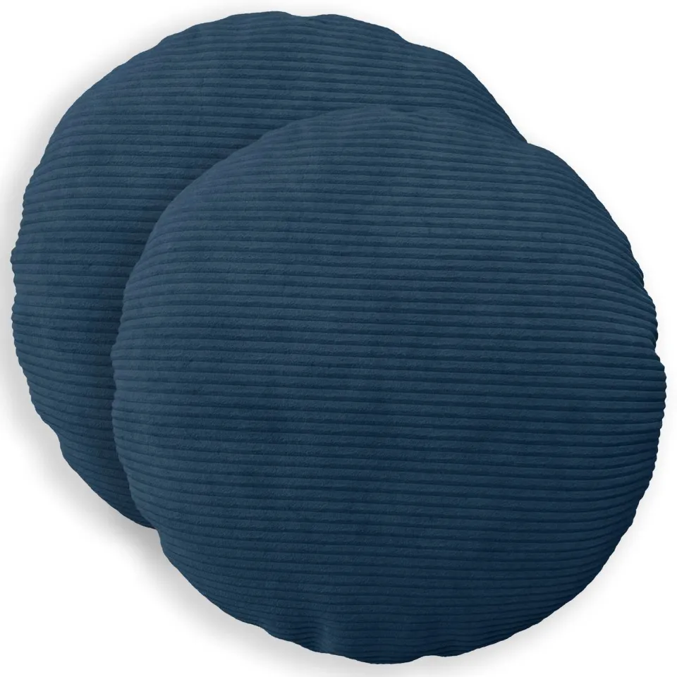 vidaXL Kussensloop 2 st HEERLEN Marineblauw Dia. 50 cm corduroy, foto 3