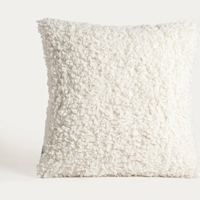 Homla Kussensloop | SOLANO | wit, van bouclé stof met lussentextuur | 45x45 cm | 782831