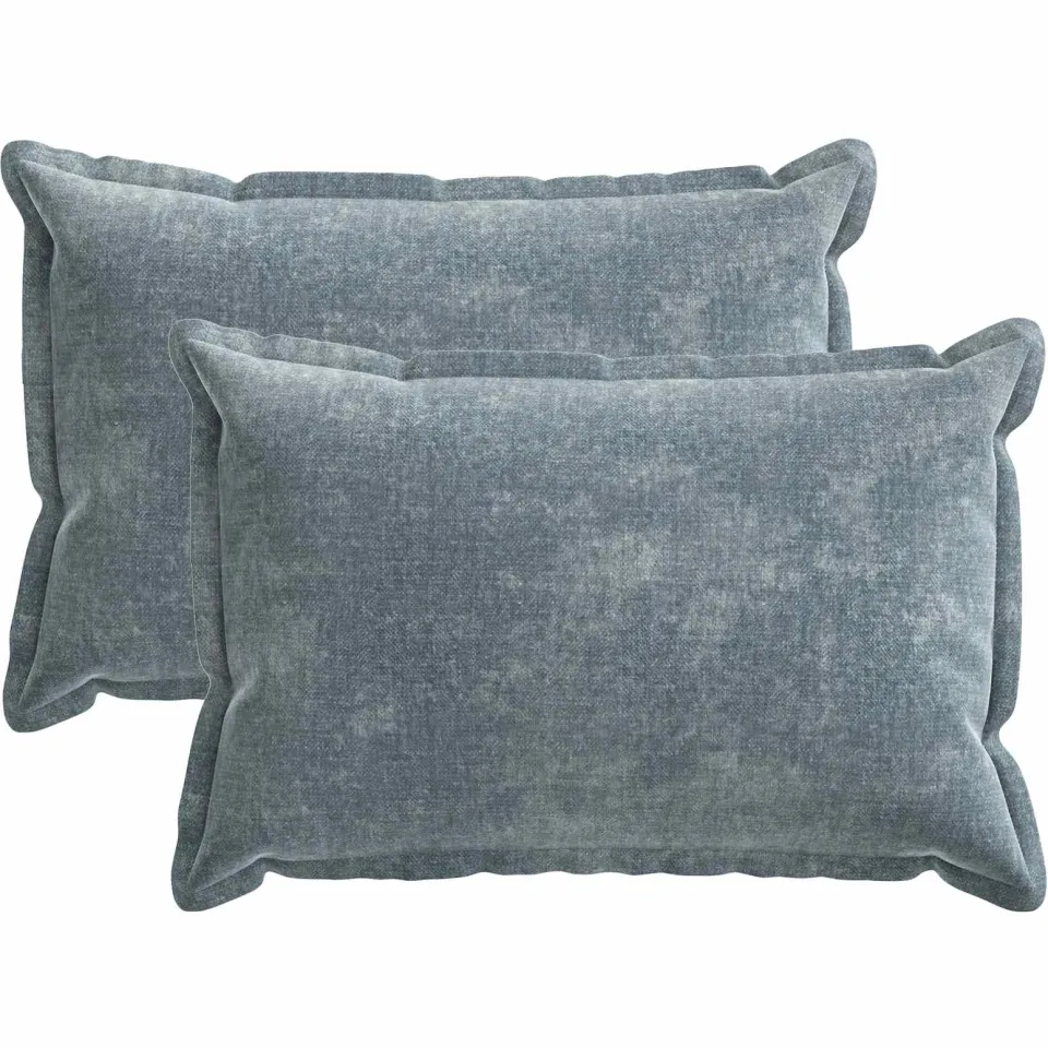 vidaXL Kussensloop 2 st HOUTEN Lichtblauw 40 x 60 cm Chenille Stof blauw, foto 3