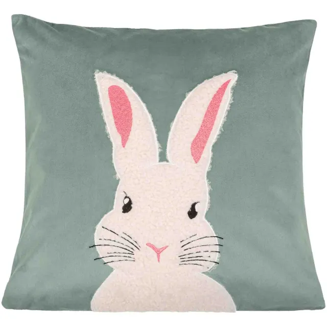 Spod Igły i Nitki Paaskussenhoes Konijn met Staart 45x45cm - Zacht en Decoratief Saliegroen