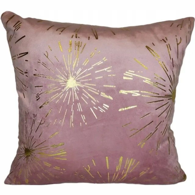 Granda Decoratieve Kussenhoes 45x45 cm - Zacht Velours met Dandelion Design Goud en roze