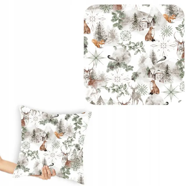 Designpremium Kerst Kussenhoes 40x40 cm - Katoen Satijn met Winterprint Multicolor