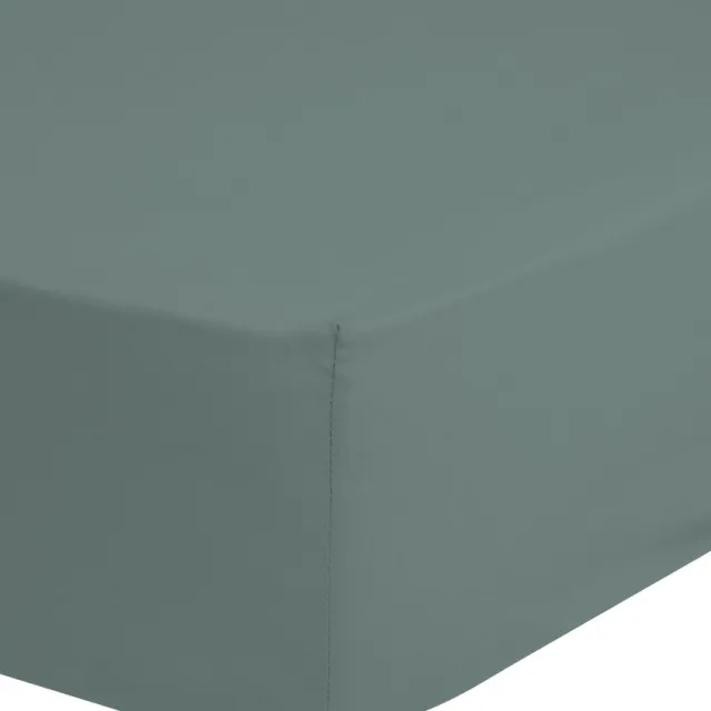 Good Morning hoeslaken effen kleur - Lits jumeaux 200x220 cm - Mistgroen - 100% Katoen jersey Misty Green