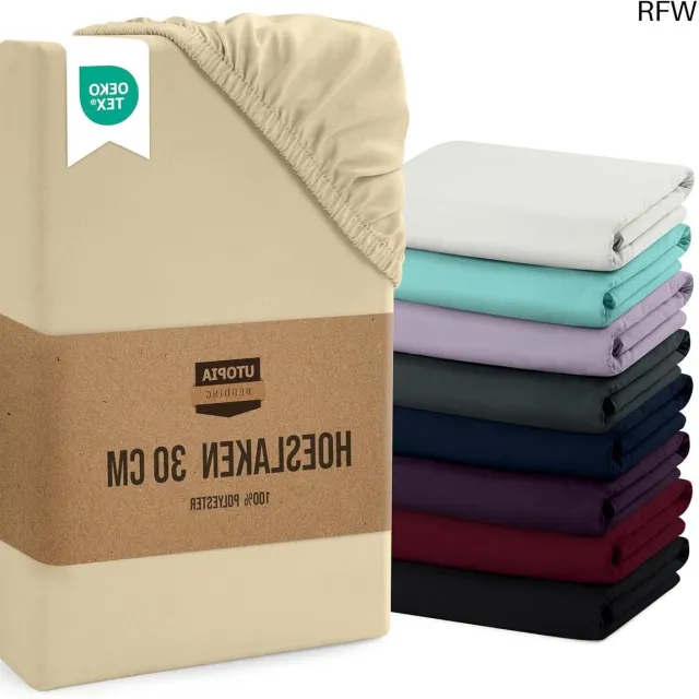RFWR Hoeslaken 90x200 cm - 30 cm Diepte - Zachte Microvezelstof - Krimp en Vervaagt Bestendig Beige