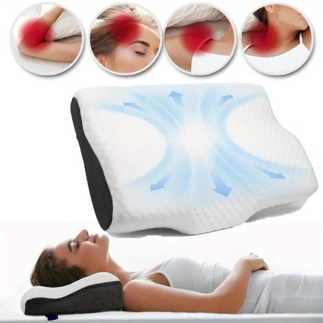 CHOOLY Cervicaal Nekkussen Voor Verlichting Van Nekpijn - Ergonomische Traagschuim Kussens - Nekkussen Voor Slapen Op Zij-Rug-Buikslapers - Ademende En Wasbare Hoes-Wit (Medium Zacht)