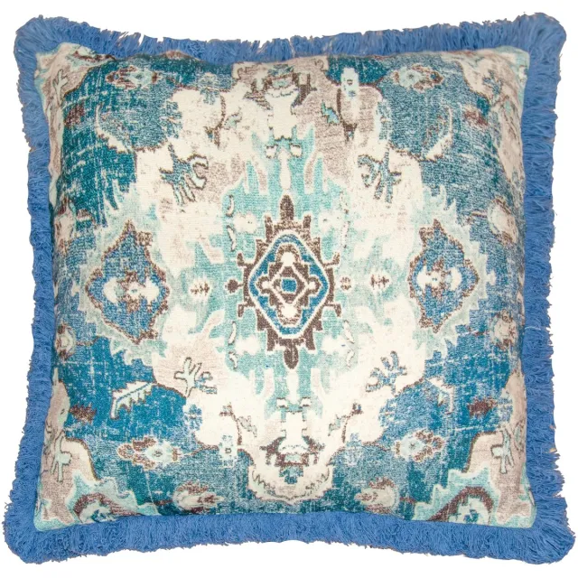 Ibenzoa Zachte en Comfortabele Kussenslopen van Katoen met Franjes - 65 cm, Boho Stijl blauw