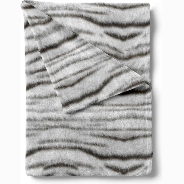 Zohome Plaid Siberian-White-Tijger - Warme deken voor op de bank - Zacht - 140x200 - Grijs