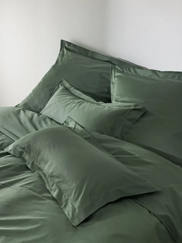 Westwing Collection Katoensatijnen dekbedovertrek Premium Groen