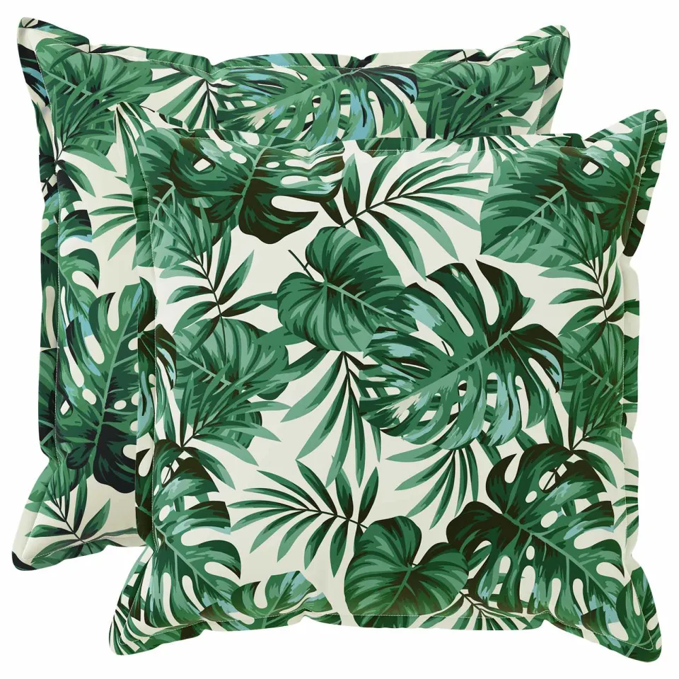 vidaXL Kussensloop 2 st HOUTEN Bladpatroon 70 x 70 cm Polyester groen, foto 3