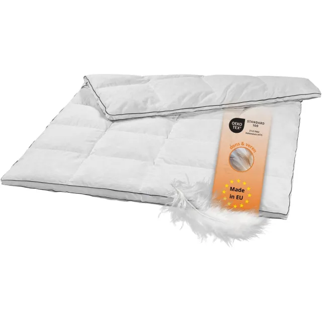 Sleepling donzen dekbed - winterdekbed 135x200 cm - dekbed met 20% dons / 80% veren - als warm dekbed, zwaar verendekbed of winterdekbed - Downpass gecertificeerd - Made in EU - 135 x 200 cm - wit