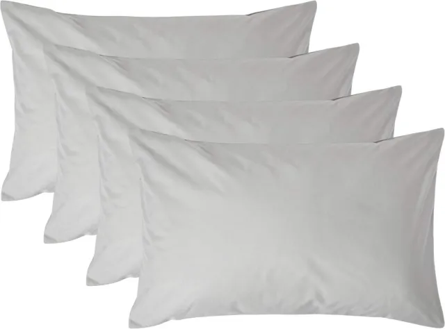 Homescapes Kussensloop 50x75 cm Set van 4 – Zilvergrijs – 100% Egyptisch Perkal Katoen – 200 TC