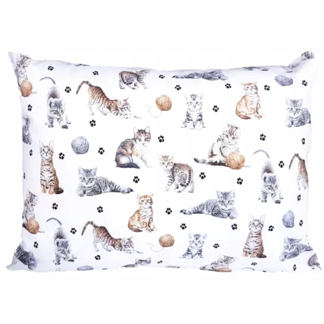 Sleepon_pl Kinderkussenhoes 50x60cm Katoen met Katjes - Zacht & Ademend Wit met kattenmotief
