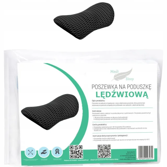 Sleep Med Medi Sleep - Lendekussenhoes - Zwart - Polyester