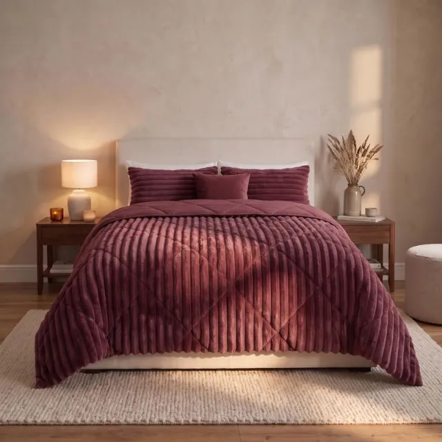 Zensation Lazy all-in-one dekbed ribstof - bordeaux, foto 2