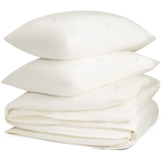 Yumeko dekbedovertrek katoensatijn warm wit feather 200x220 + 2/60x70 - Bio, eco & fairtrade Warm White Feather