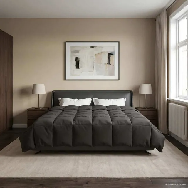 vidaXL Vol jaar dekbed 200 x 200 cm Microfiber (100% polyester) anthraciet, foto 2