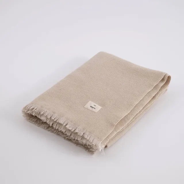 Moyha by Philline.be Plaid Herringbone Ecru - Visgraat deken wol - Moyha
