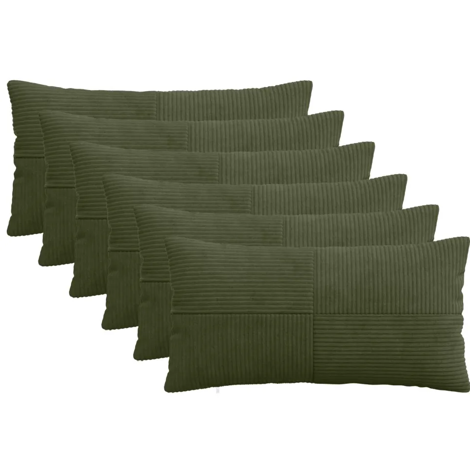 vidaXL Kussensloop 6 st ALMELO Groen 40 x 70 cm corduroy, foto 3