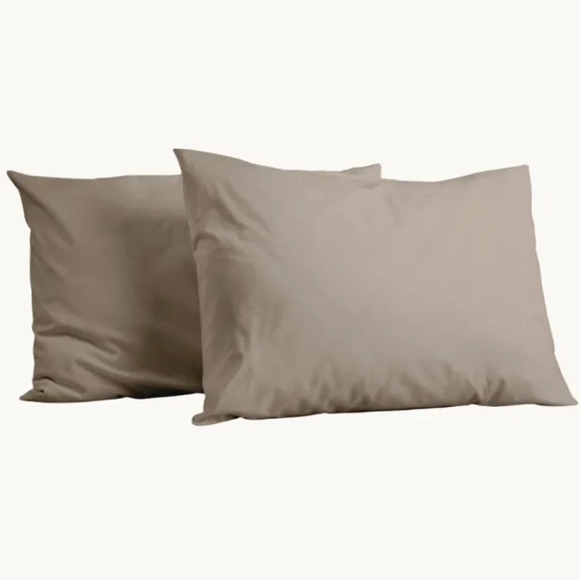 Y-not® Y-NOT Kussenslopen Set - Percal Katoen Taupe/Grey - 60x70 cm - 2-pack - Zachte Kussenhoezen voor Comfortabele Nachtrust Taupe Grey