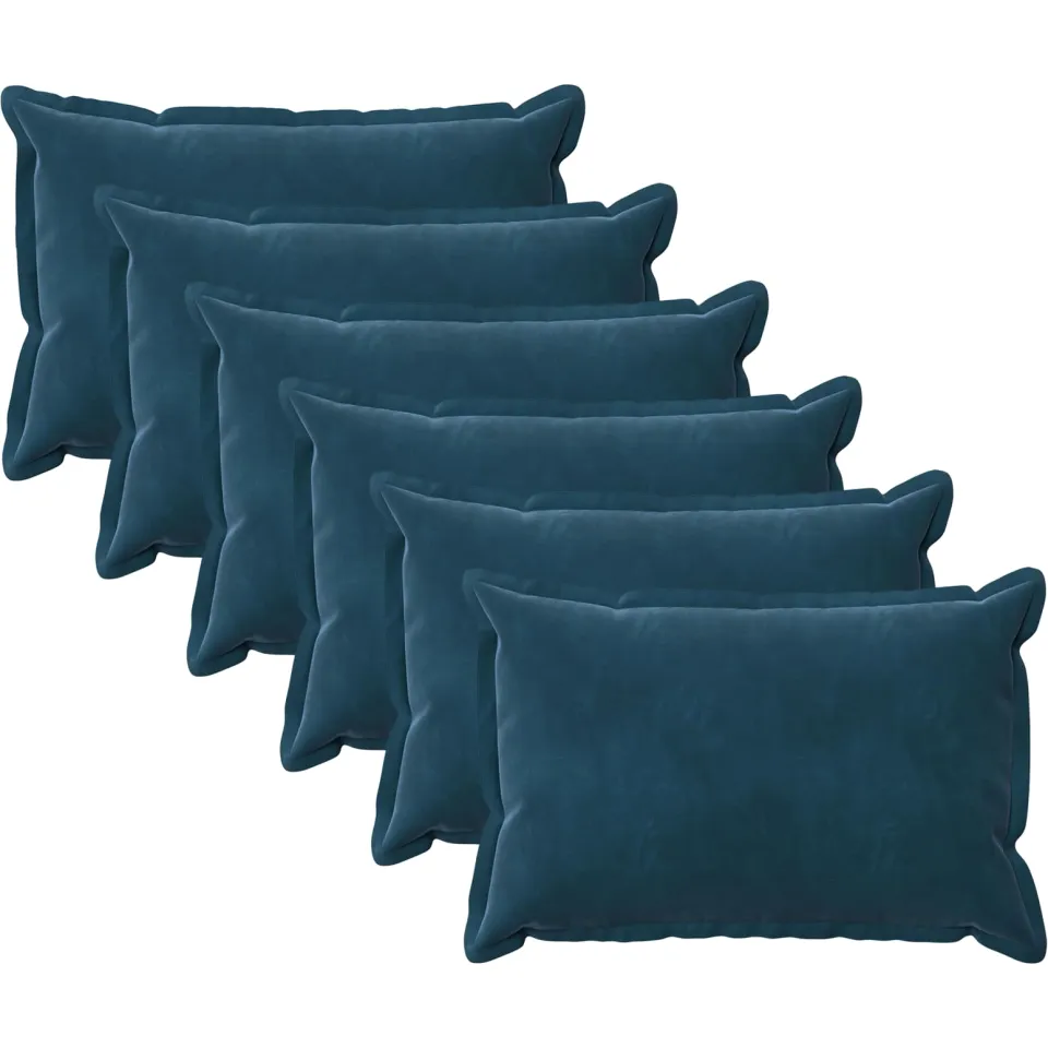 vidaXL Kussensloop 6 st HOUTEN Blauw 30 x 50 cm Fluweel, foto 3