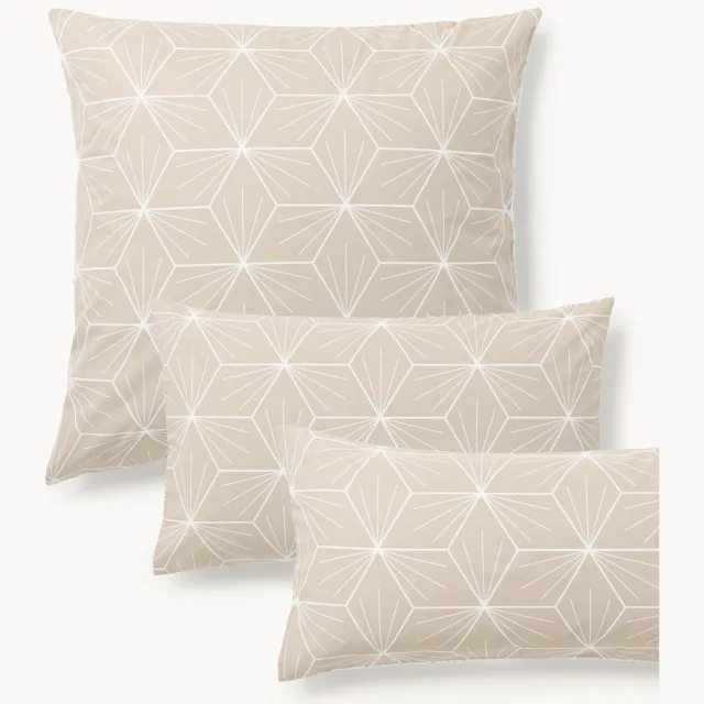 Westwing Collection Omkeerbare kussenhoes Ilda met geometrische print Beige, Wit
