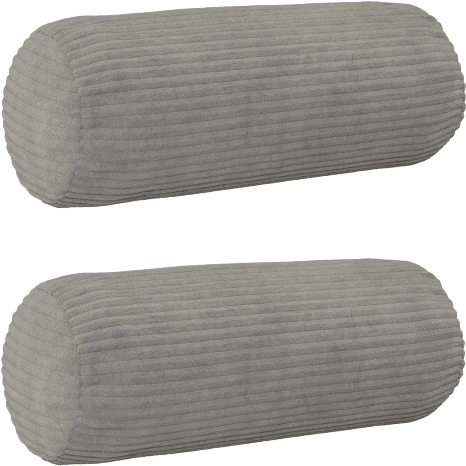 vidaXL Kussensloop 2 st HEERLEN Lichtgrijs Ø 15 x 40 cm corduroy