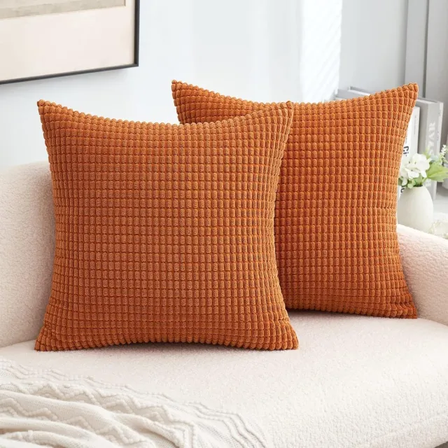 Ibenzoa Tweevoudige Corduroy Kussenhoezen - Zachte Decoratie voor Bank en Woonkamer Karamel