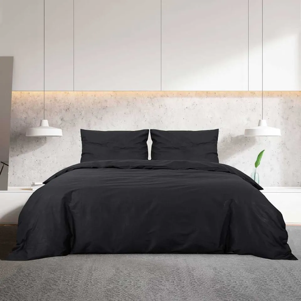 vidaXL Dekbedovertrekset lichtgewicht 240x220 cm microvezel zwart, foto 3