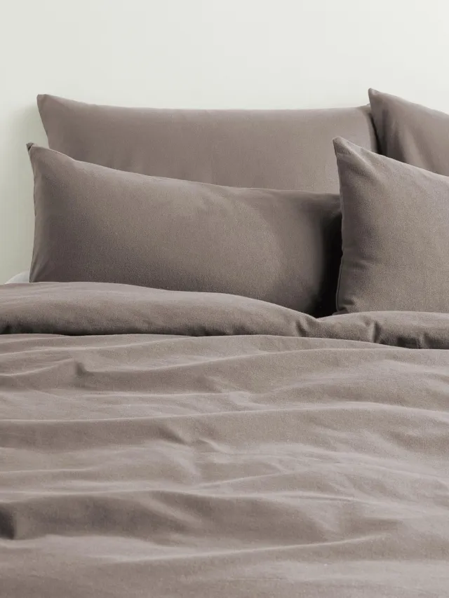 Westwing Collection Flanellen dekbedovertrek Biba Taupe