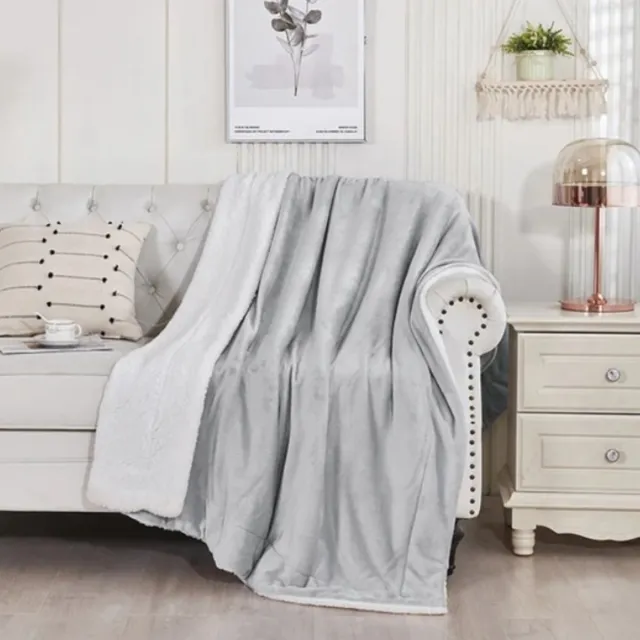 Livano Deken - Pluche - Wollen - Dekentje - Fleece - Plaid - Knuffeldeken - Bank Deken - 2 Persoons - Licht Grijs