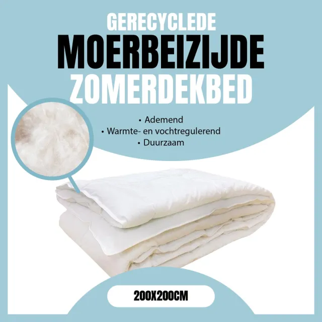 Eleganzzz Gerecycled Moerbeizijde Zomerdekbed - Katoen/Zijde - Zijden Dekbed - Mono Dekbed - Zomer Dekbed 200x200 cm - Tweepersoons - Dekbedden Wit