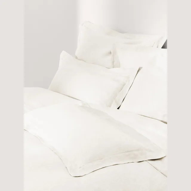 Westwing Collection Linnen dekbedovertrek Linna met Oxford rand Wit