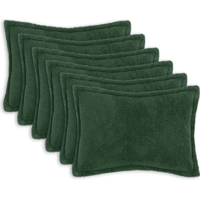 vidaXL Kussensloop 6 st HOUTEN Donkergroen 40 x 60 cm Bouclé