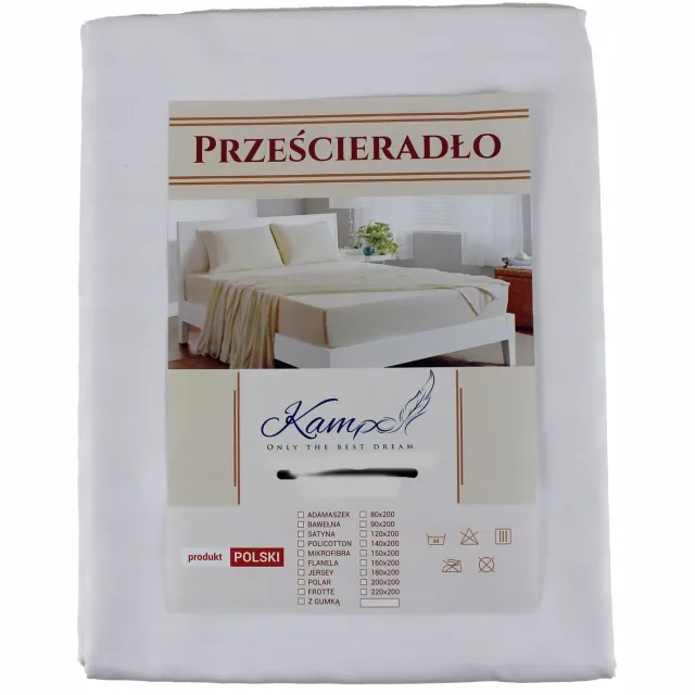 Kam-Pol 100% Katoenen Hotel Laken Adamaszek 240x240cm - Zonder Elastiek Wit