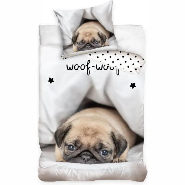 Animal Pictures Dekbedovertrek Woof-Woof - Eenpersoons - 140 x 200 - Katoen Wit