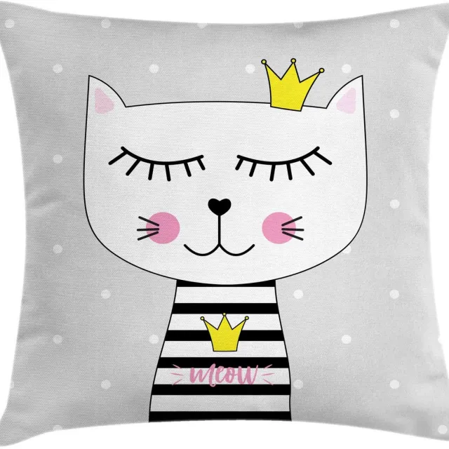 ABAKUHAUS Kattenkussen – Meow-Prinses – 50x50 cm – Grijs Roze