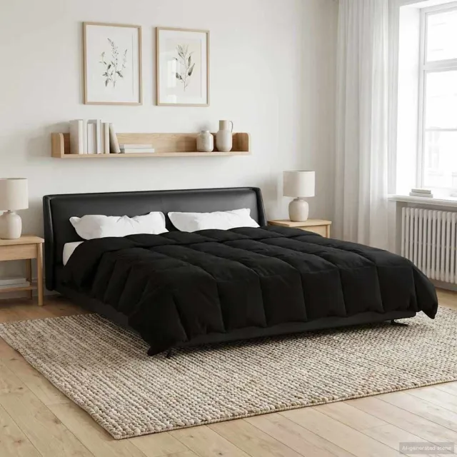 vidaXL Vol jaar dekbed 200 x 240 cm Microfiber (100% polyester) Zwart
