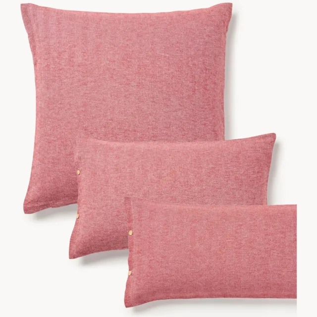 Westwing Collection Flanellen kussenhoes Wanda met visgraatpatroon Rood